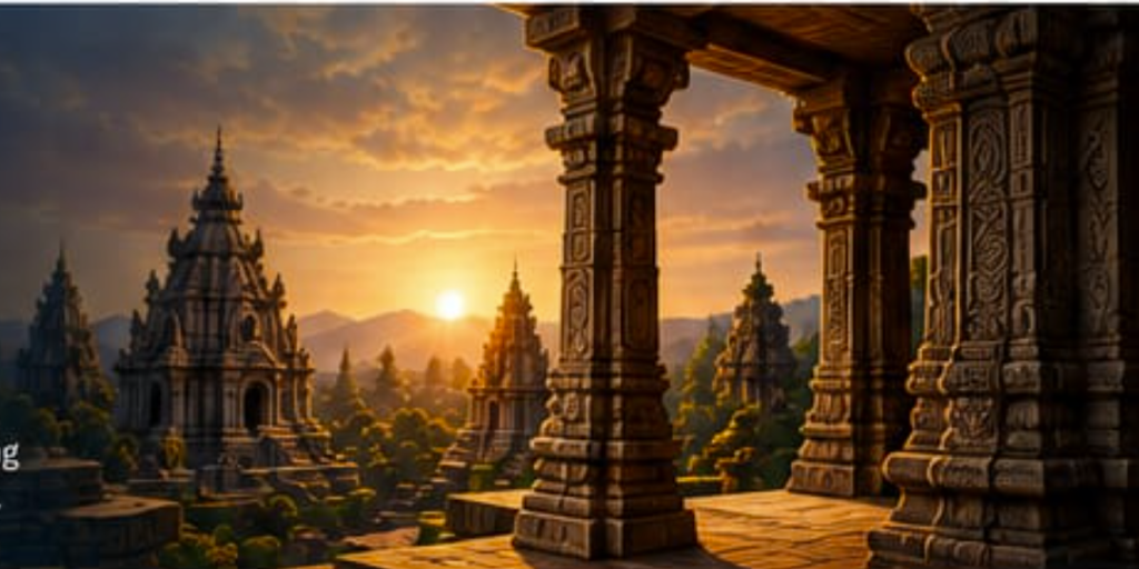 Campus temple at sunset